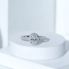 Certified 1.25 Carat Moissanite Oval Engagement Ring with Halo D-VS1 92.5 Sterling Silver - Rosec Jewels