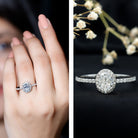 Rosec Jewels-Certified Moissanite Oval Engagement Ring with Halo