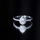 Certified Moissanite Teardrop Engagement Ring with Halo D-VS1 - Rosec Jewels