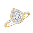 Certified Moissanite Teardrop Engagement Ring with Halo D-VS1 - Rosec Jewels