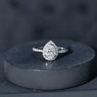 Pear Shape Moissanite Halo Engagement Ring for Women D-VS1 - Rosec Jewels