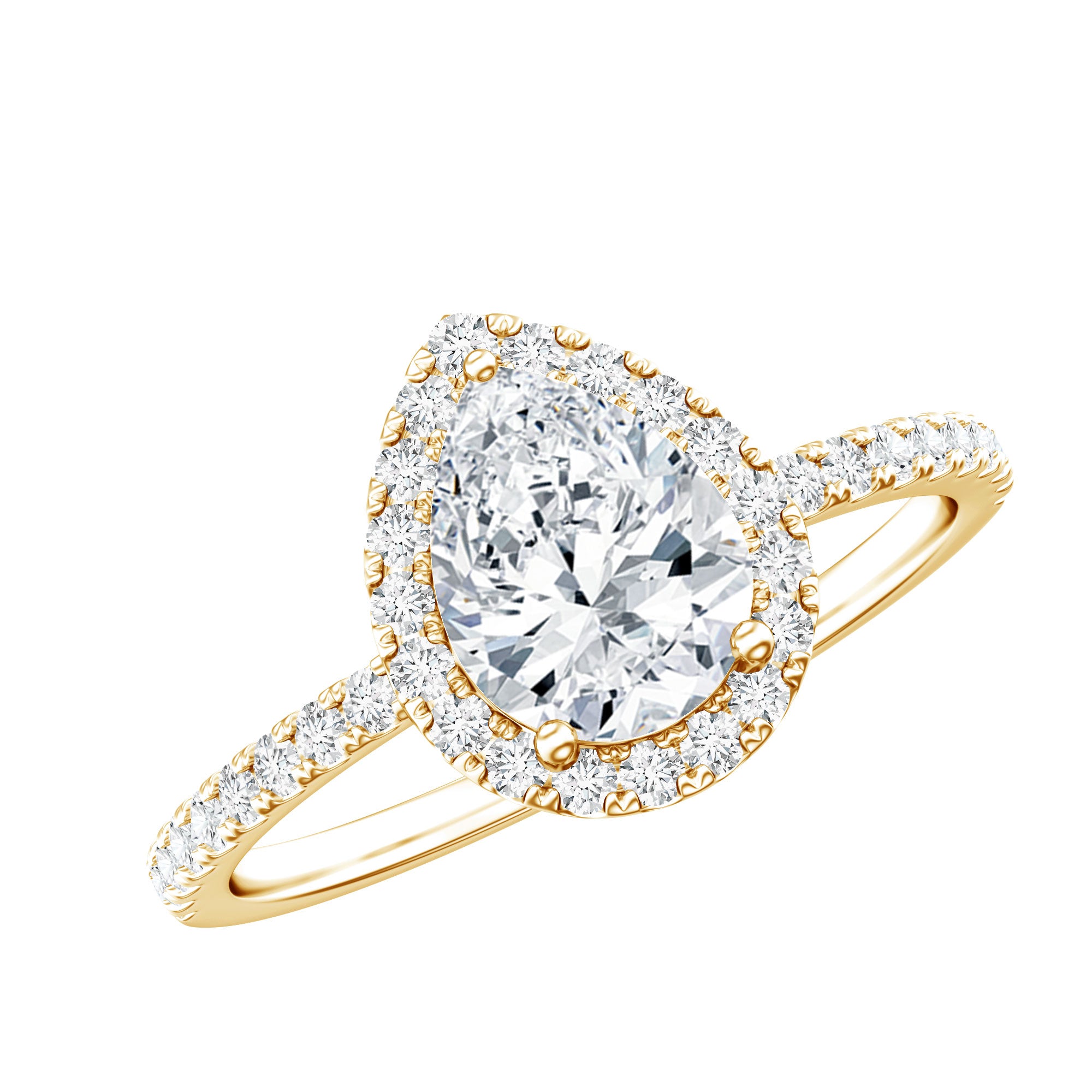 Pear Shape Moissanite Halo Engagement Ring for Women D-VS1 - Rosec Jewels