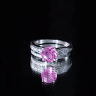 2.25 Carat Lab Grown Pink Sapphire Solitaire Bridal Ring Set AAAA - Rosec Jewels