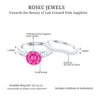 Lab Grown Pink Sapphire and Moissanite Solitaire Bridal Ring Set Lab Created Pink Sapphire - ( AAAA ) - Quality - Rosec Jewels