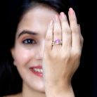 2.25 Carat Lab Grown Pink Sapphire Solitaire Bridal Ring Set AAAA - Rosec Jewels