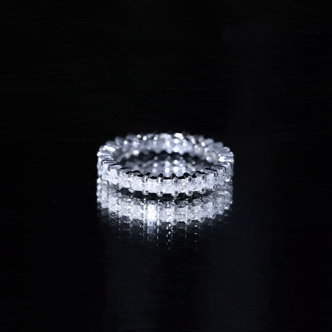Rosec Jewels-Princess Cut Cubic Zirconia Eternity Wedding Band Ring with Certificate
