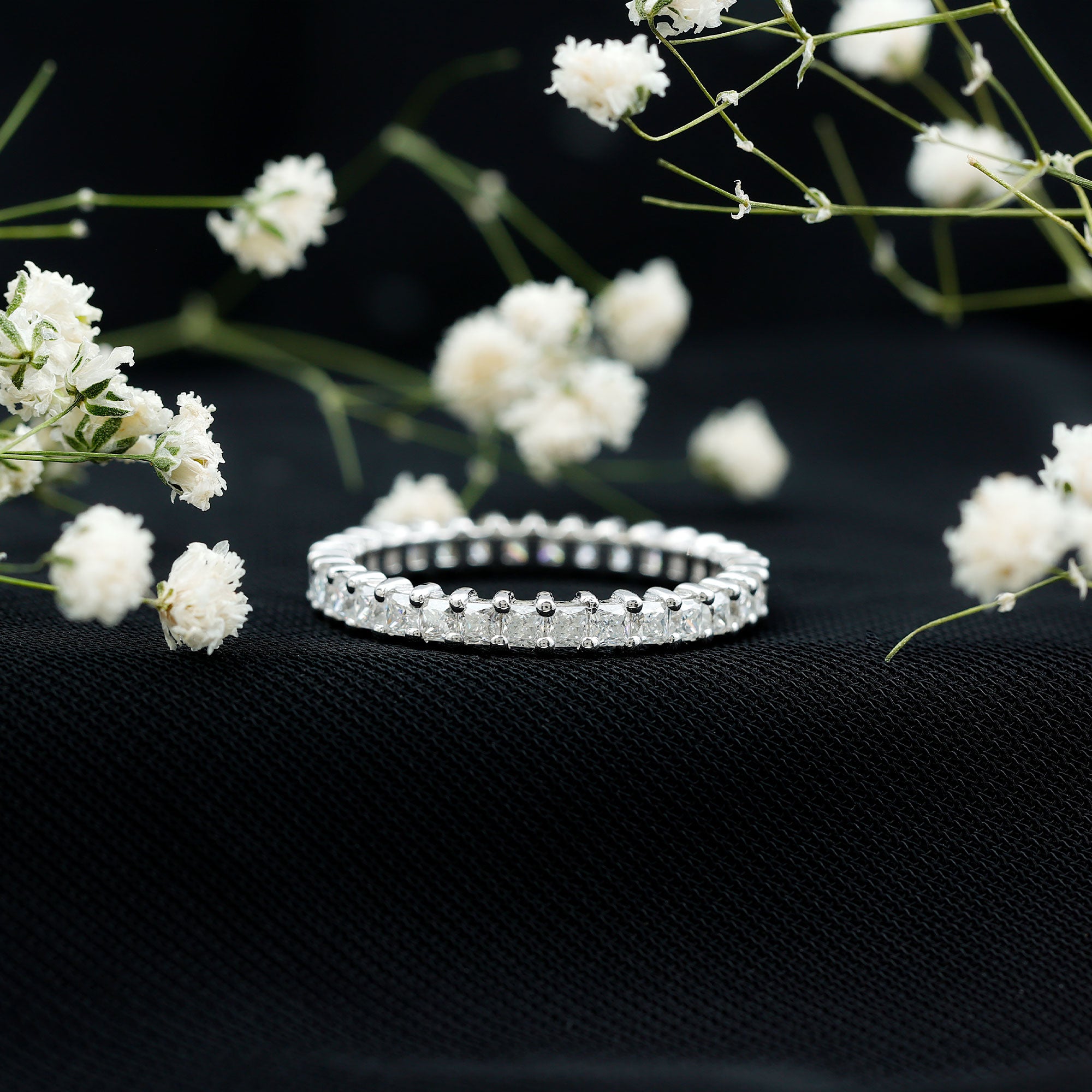 Rosec Jewels-Princess Cut Cubic Zirconia Eternity Wedding Band Ring with Certificate