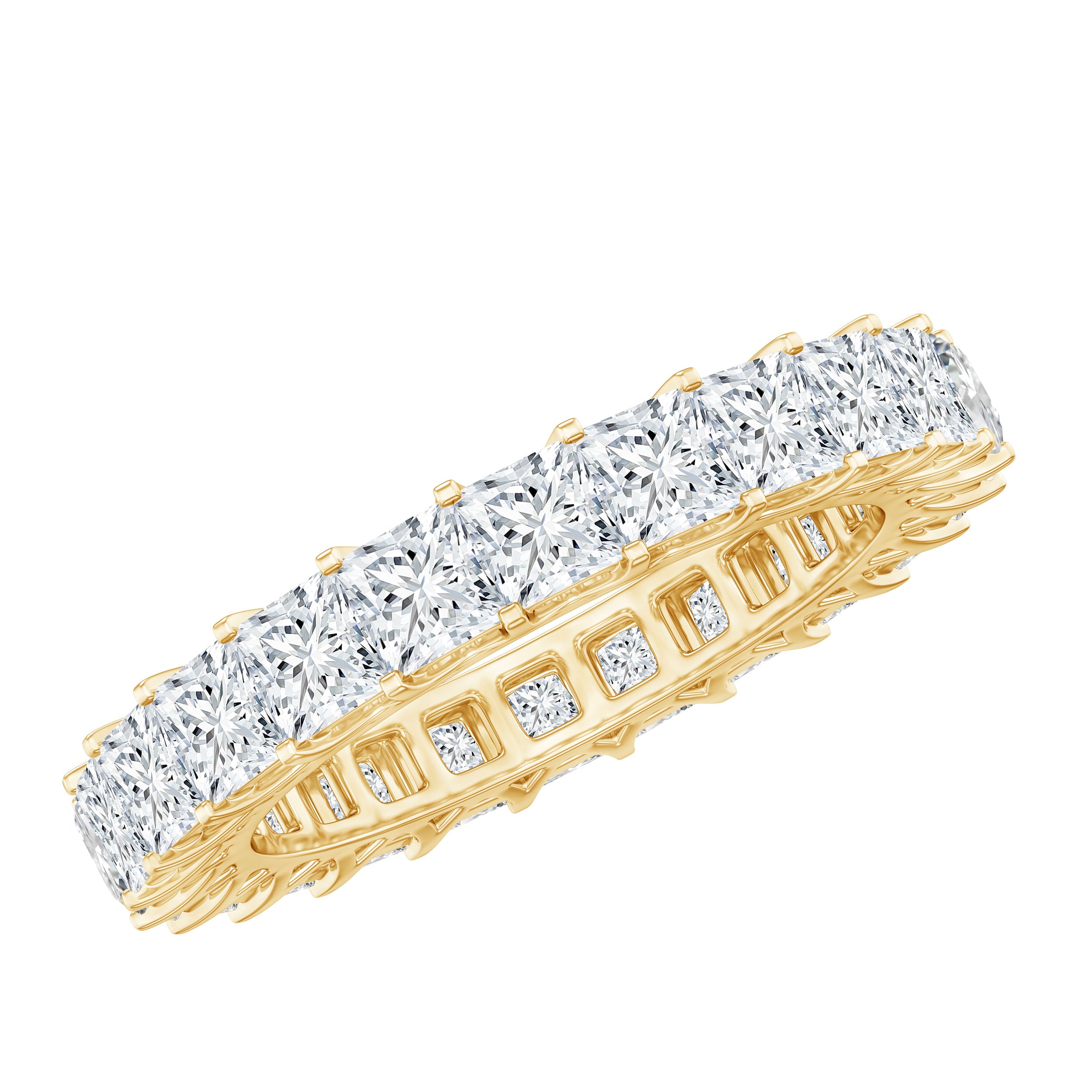 Rosec Jewels-Princess Cut Cubic Zirconia Eternity Wedding Band Ring with Certificate