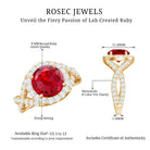 Round Created Ruby Crossover Engagement Ring With Moissanite AAAA - Rosec Jewels