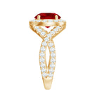 Round Created Ruby Crossover Engagement Ring With Moissanite AAAA - Rosec Jewels