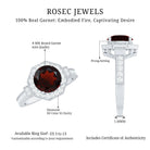 Art Deco 8mm Garnet Engagement Ring with Diamond Halo AAA - Rosec Jewels