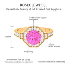 3.25 CT Created Pink Sapphire Vintage Inspired Engagement Ring with Diamond Lab Created Pink Sapphire - ( AAAA ) - Quality - Rosec Jewels