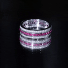 Rosec Jewels-Lab Created Ruby Three Row Wedding Band for Women