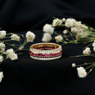 Rosec Jewels-Lab Created Ruby Three Row Wedding Band for Women