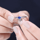 Natural Blue Sapphire Solitaire Ring in Basket Setting Blue Sapphire - ( AAA ) - Quality - Rosec Jewels