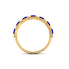 Princess Cut Lab Grown Blue Sapphire Half Eternity Ring with Diamond AAAA - Rosec Jewels