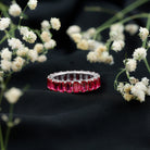 Emerald Cut Lab Grown Ruby Full Eternity Wide Band Ring AAAA - Rosec Jewels