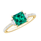Lab Grown Emerald Diamond 3 Stone Engagement Ring with Certificate AAAA - Rosec Jewels