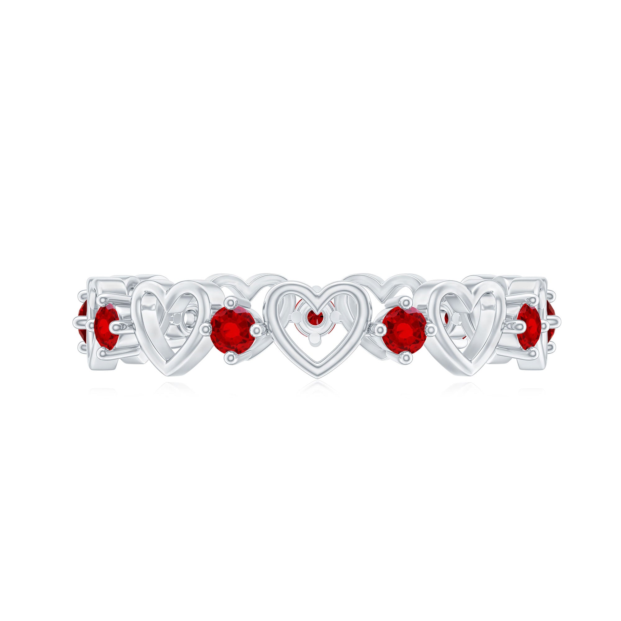 Certified Lab Created Ruby Heart Eternity Band Ring AAAA - Rosec Jewels