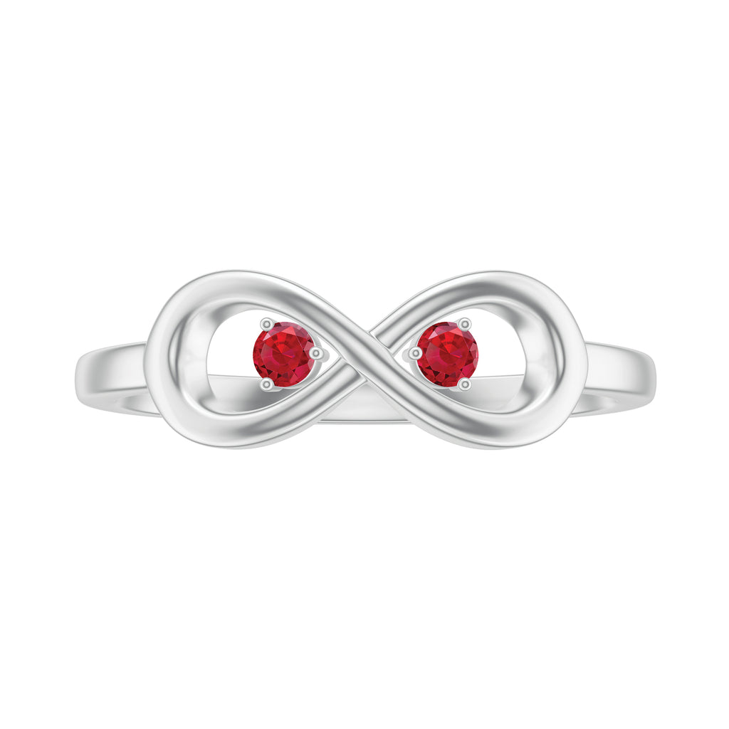 Round Lab-Created Ruby Gold Infinity Promise Ring Lab Created Ruby - ( AAAA ) - Quality - Rosec Jewels