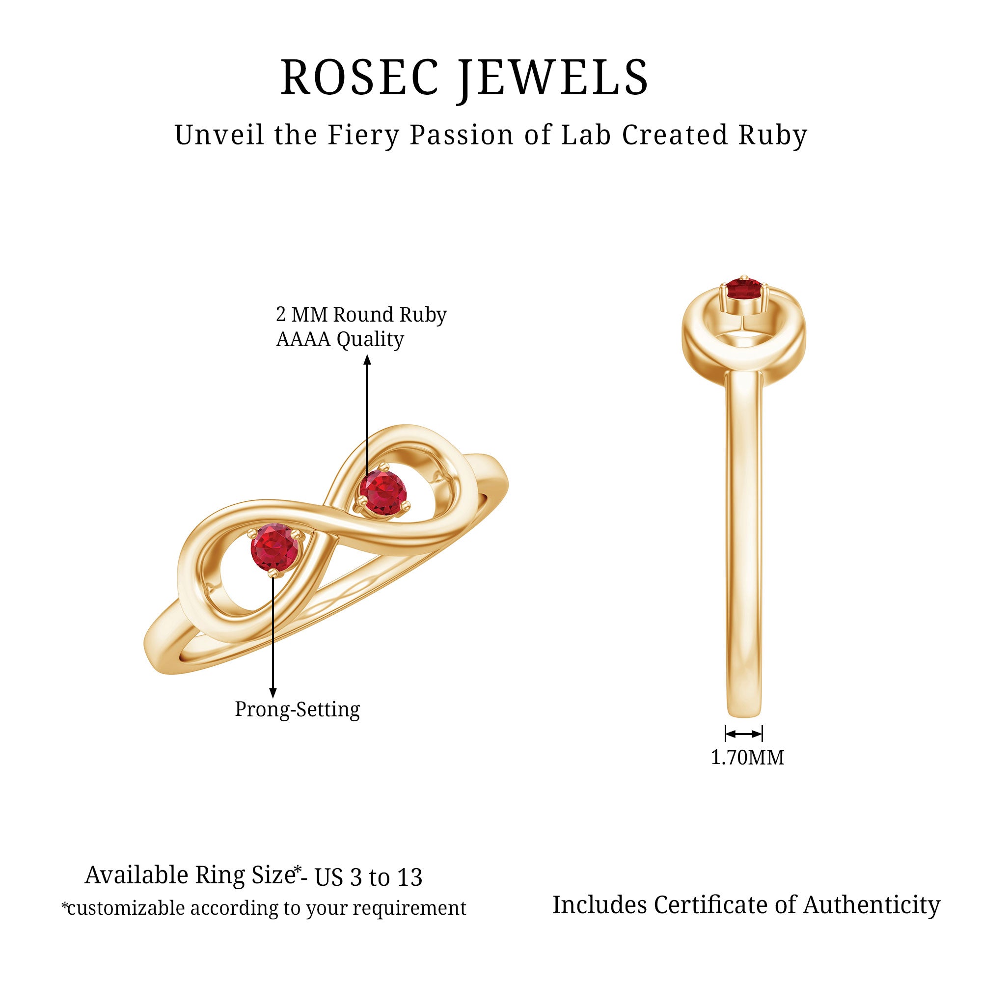 Rosec Jewels-Lab Created Ruby Infinity Promise Ring