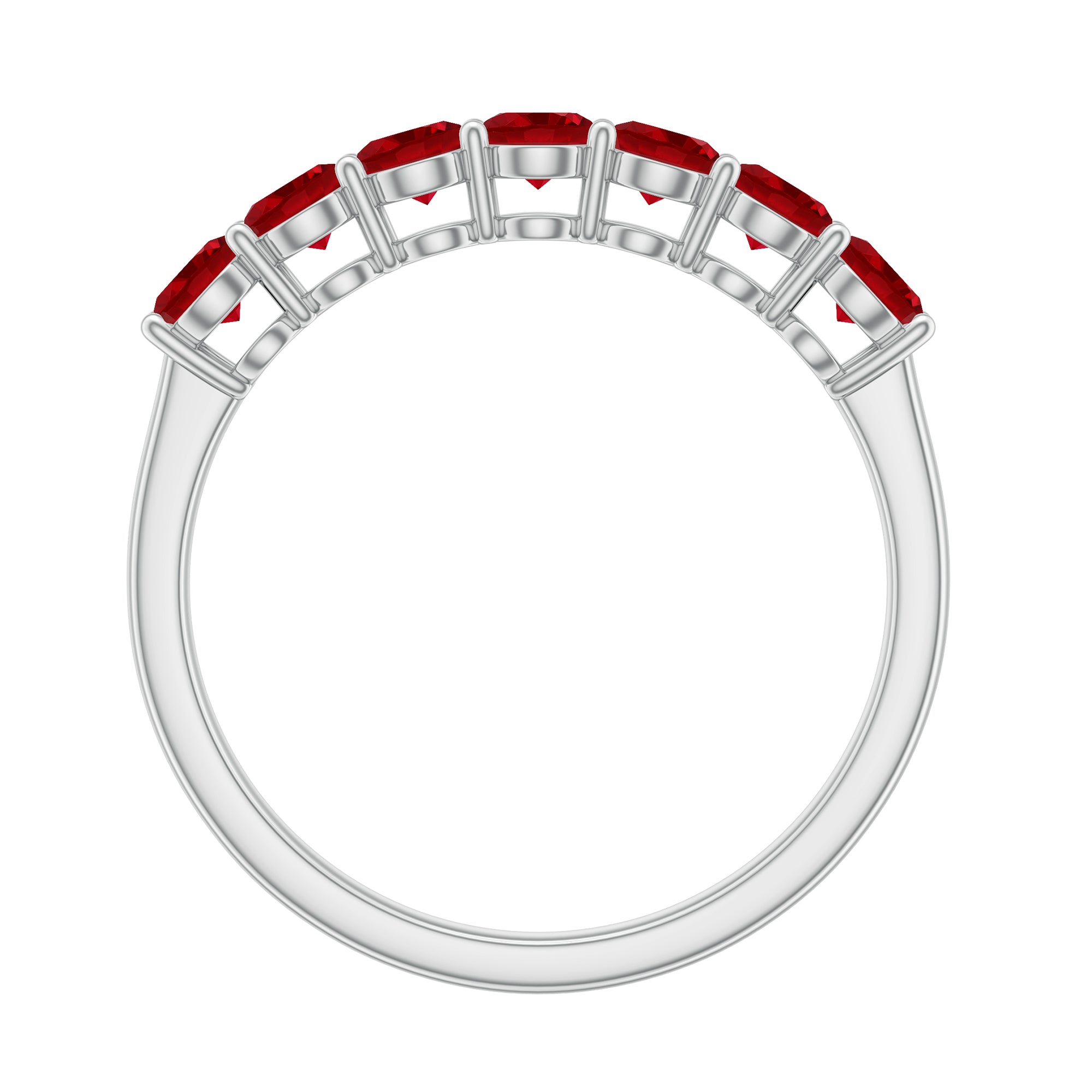 1 Carat Lab Created Ruby Half Eternity Wedding Band AAAA - Rosec Jewels