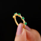 Lab Grown Emerald and Diamond Minimal Half Eternity Ring Lab Created Emerald - ( AAAA ) - Quality - Rosec Jewels