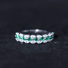 Certified Lab Grown Emerald Half Eternity Wedding Band AAAA - Rosec Jewels