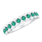 Certified Lab Grown Emerald Half Eternity Wedding Band AAAA - Rosec Jewels