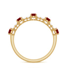 Rosec Jewels-Lab Created Ruby and Diamond Half Eternity Stackable Ring
