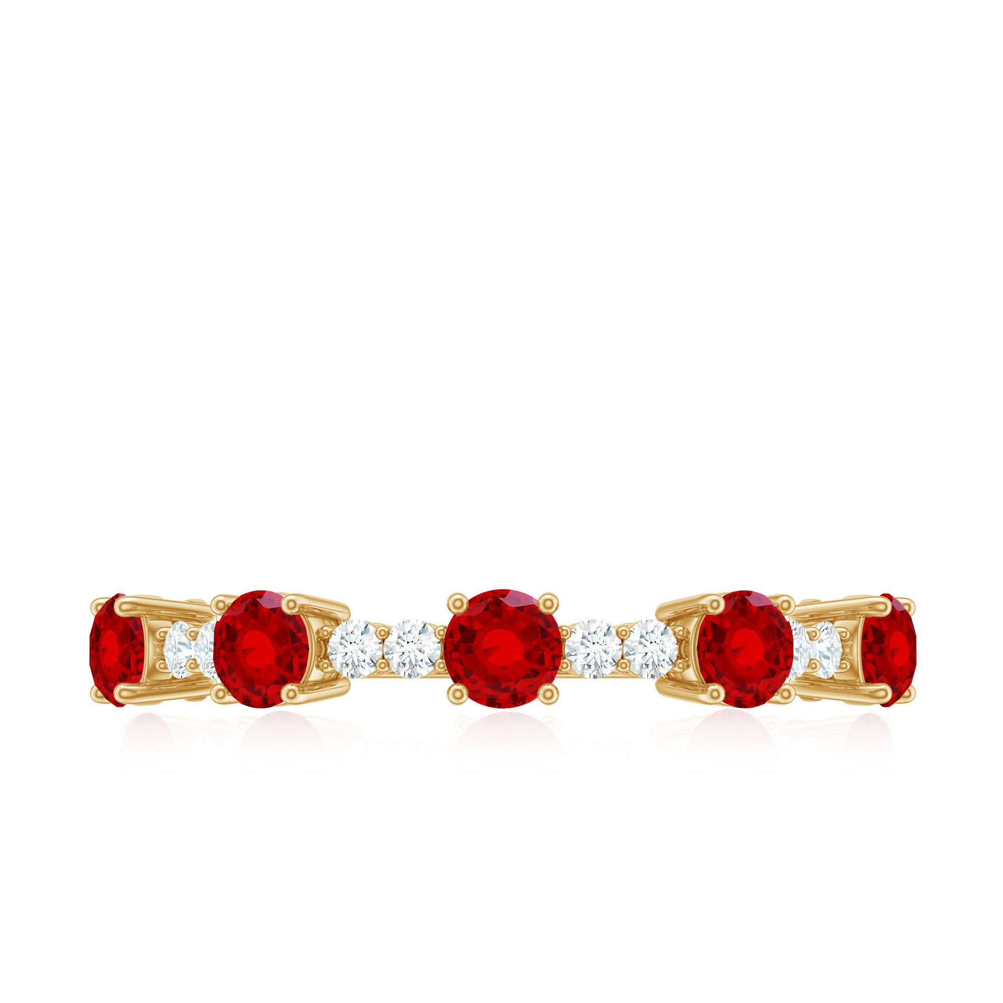 Rosec Jewels-Lab Created Ruby and Diamond Half Eternity Stackable Ring
