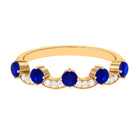 Crown Anniversary Band with Lab Created Blue Sapphire and Diamond Lab Created Blue Sapphire - ( AAAA ) - Quality - Rosec Jewels
