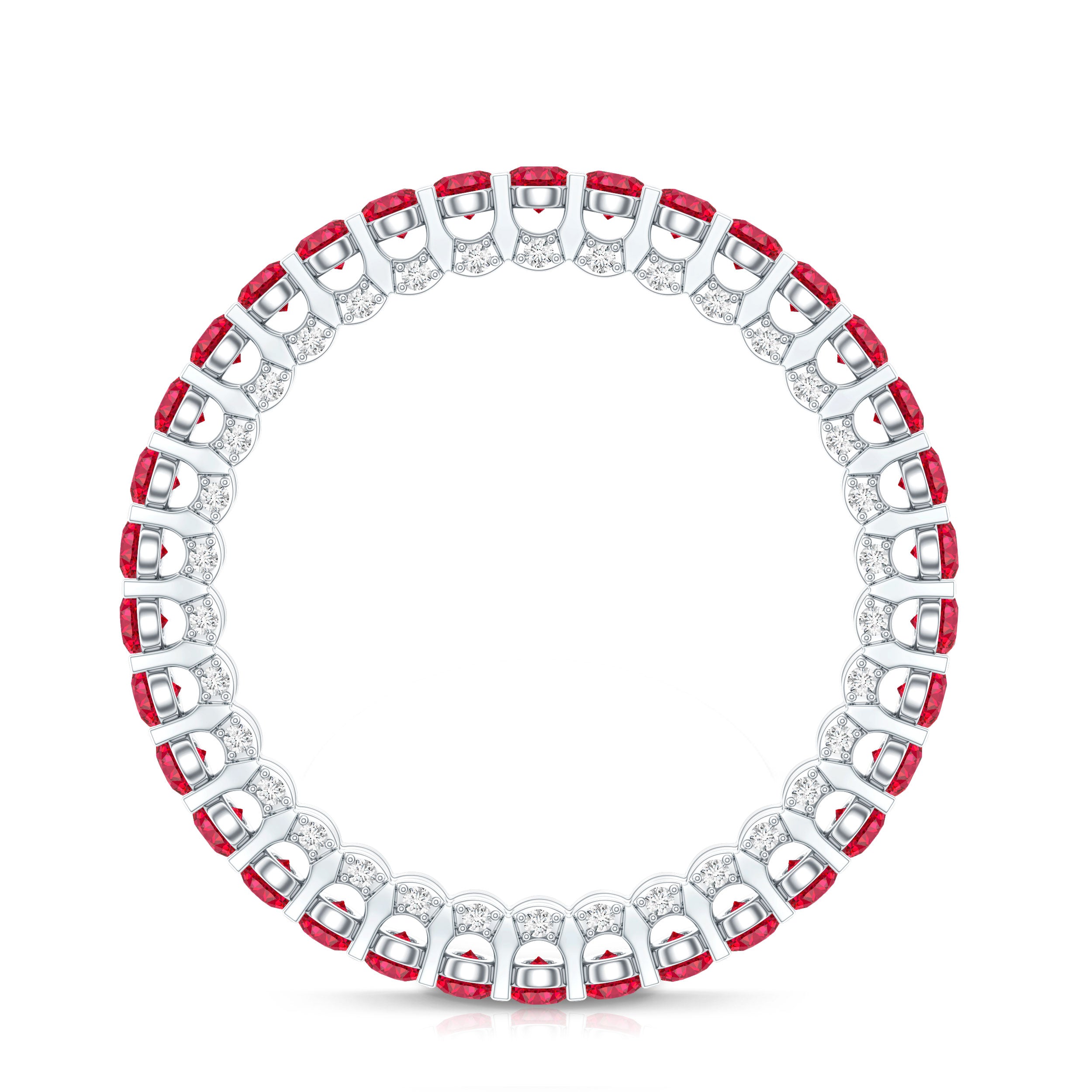 Round Shape Lab Grown Ruby and Diamond Eternity Wedding Band AAAA - Rosec Jewels