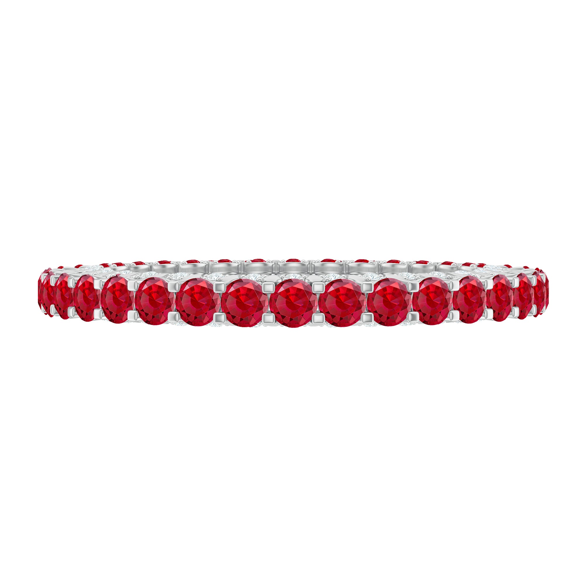 1.75 CT Round Shape Lab Grown Ruby and Diamond Eternity Wedding Band AAAA - Rosec Jewels