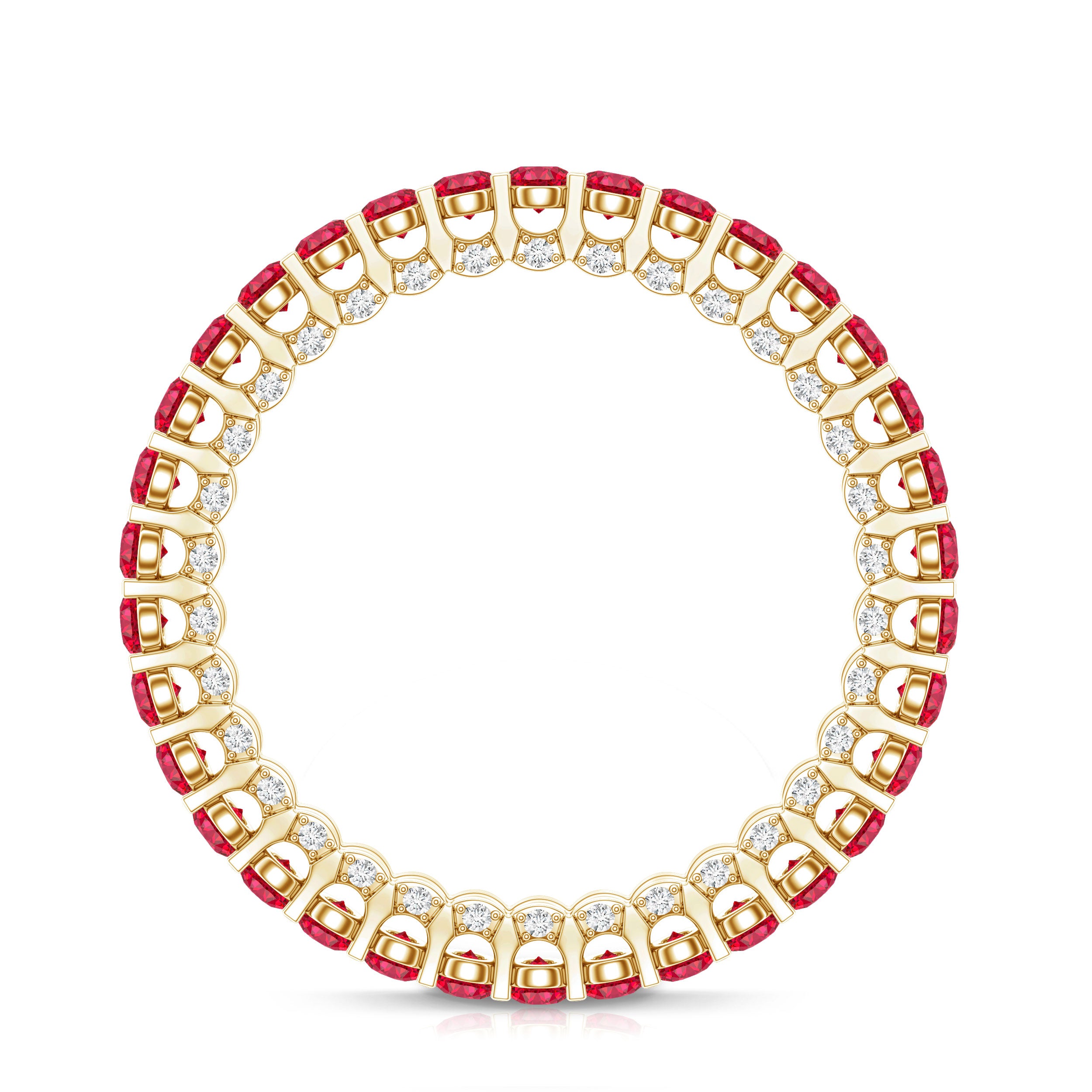 Round Shape Lab Grown Ruby and Diamond Eternity Wedding Band AAAA - Rosec Jewels