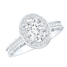 6X8 MM Oval Moissanite Victorian Engagement Ring with Halo D-VS1 - Rosec Jewels