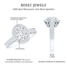 6X8 MM Oval Moissanite Victorian Engagement Ring with Halo D-VS1 - Rosec Jewels