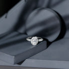 6X8 MM Oval Moissanite Victorian Engagement Ring with Halo D-VS1 - Rosec Jewels