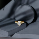 6X8 MM Oval Moissanite Victorian Engagement Ring with Halo D-VS1 - Rosec Jewels
