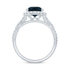 8mm Round London Blue Topaz Crossover Engagement Ring with Diamond Halo AAA - Rosec Jewels
