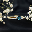 2 Carat London Blue Topaz Ring Set with Wedding Band AAA - Rosec Jewels