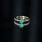 Natural Emerald Promise Ring with Diamond Side Stones AAA - Rosec Jewels