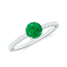 Rosec Jewels-Natural Emerald Promise Ring with Diamond Side Stones