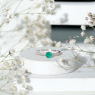 Rosec Jewels-Natural Emerald Promise Ring with Diamond Side Stones
