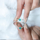 Rosec Jewels-Natural Emerald Promise Ring with Diamond Side Stones