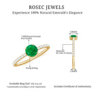 Rosec Jewels-Natural Emerald Promise Ring with Diamond Side Stones