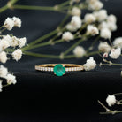 Rosec Jewels-Natural Emerald Promise Ring with Diamond Side Stones