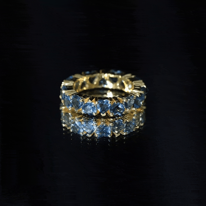 Rosec Jewels-London Blue Topaz Heart Eternity Band Ring
