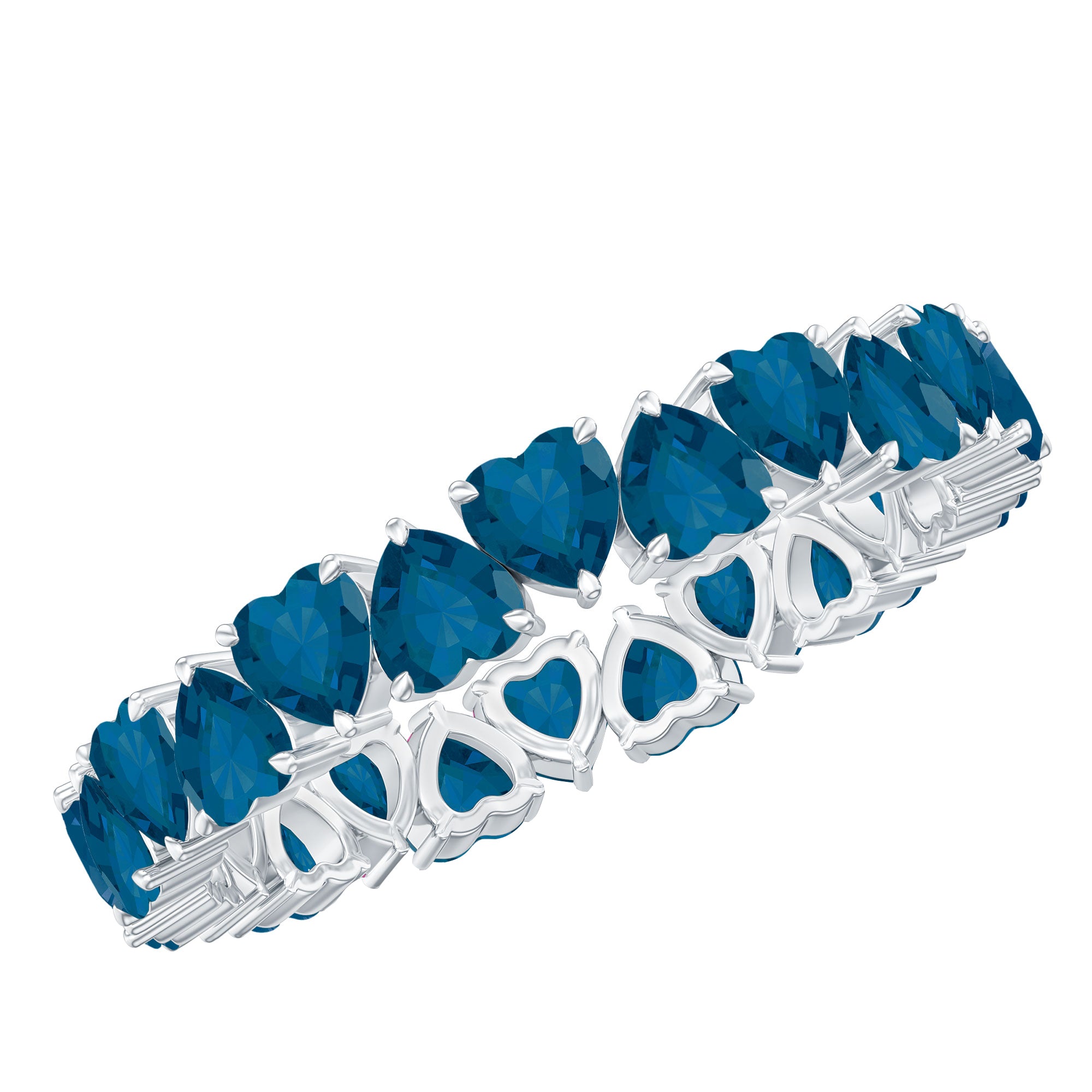 Rosec Jewels-London Blue Topaz Heart Eternity Band Ring