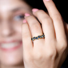 Rosec Jewels-London Blue Topaz Heart Eternity Band Ring